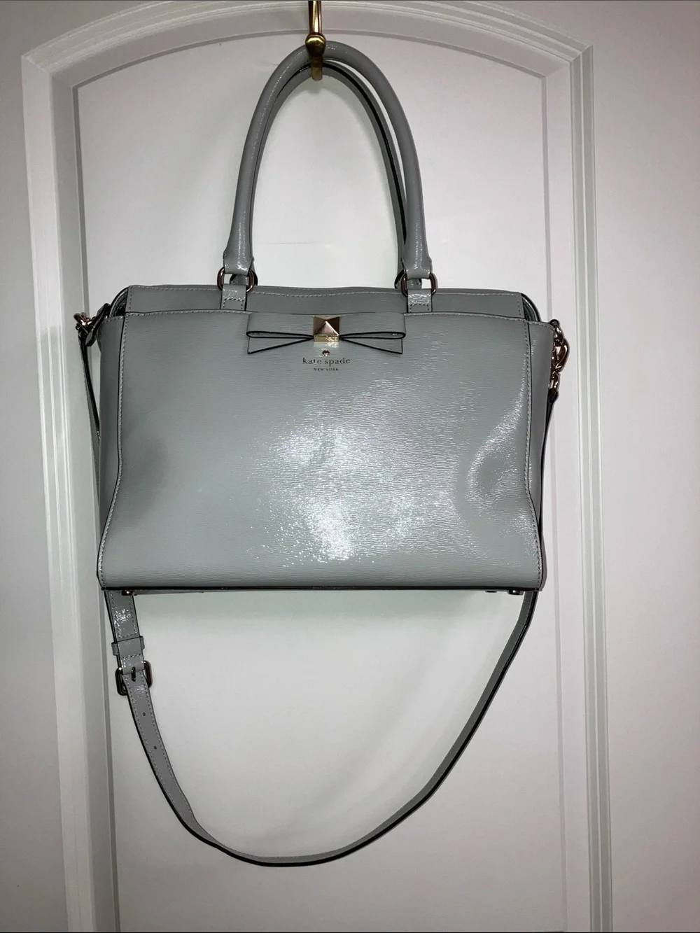 Kate Spade Gray Patent Leather Satchel L